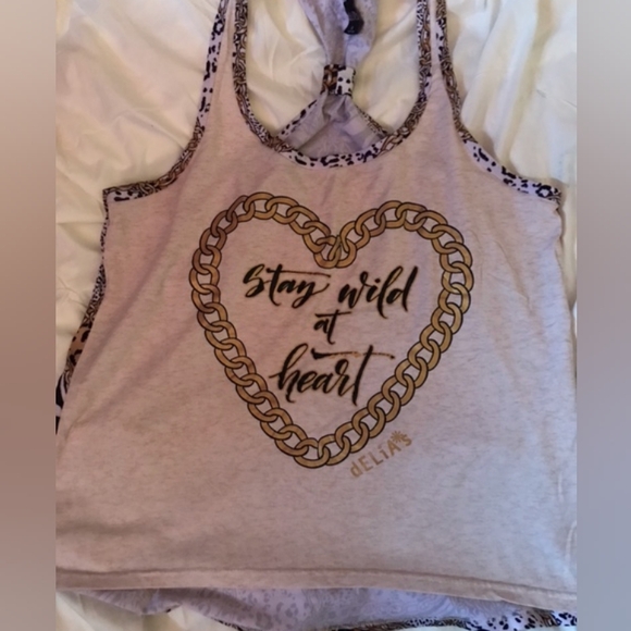 Stay Wild at Heart Women's Tank Top - Gold and Cream Delia's - Picture 2 of 5